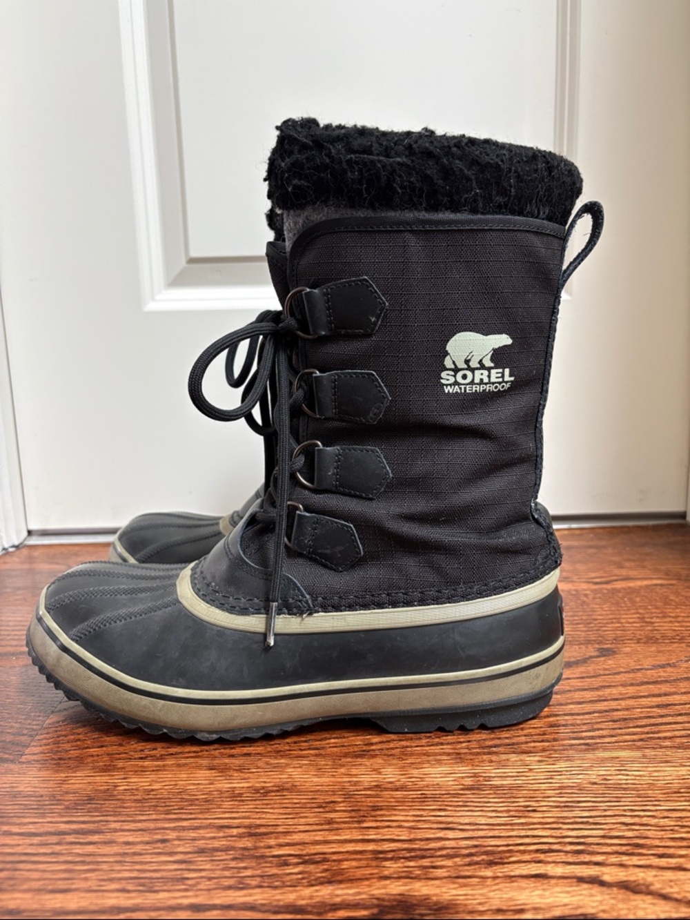 Sorel 1964 Men’s PAC Nylon Black and Tan Waterproof Winter Lace-Up Boots